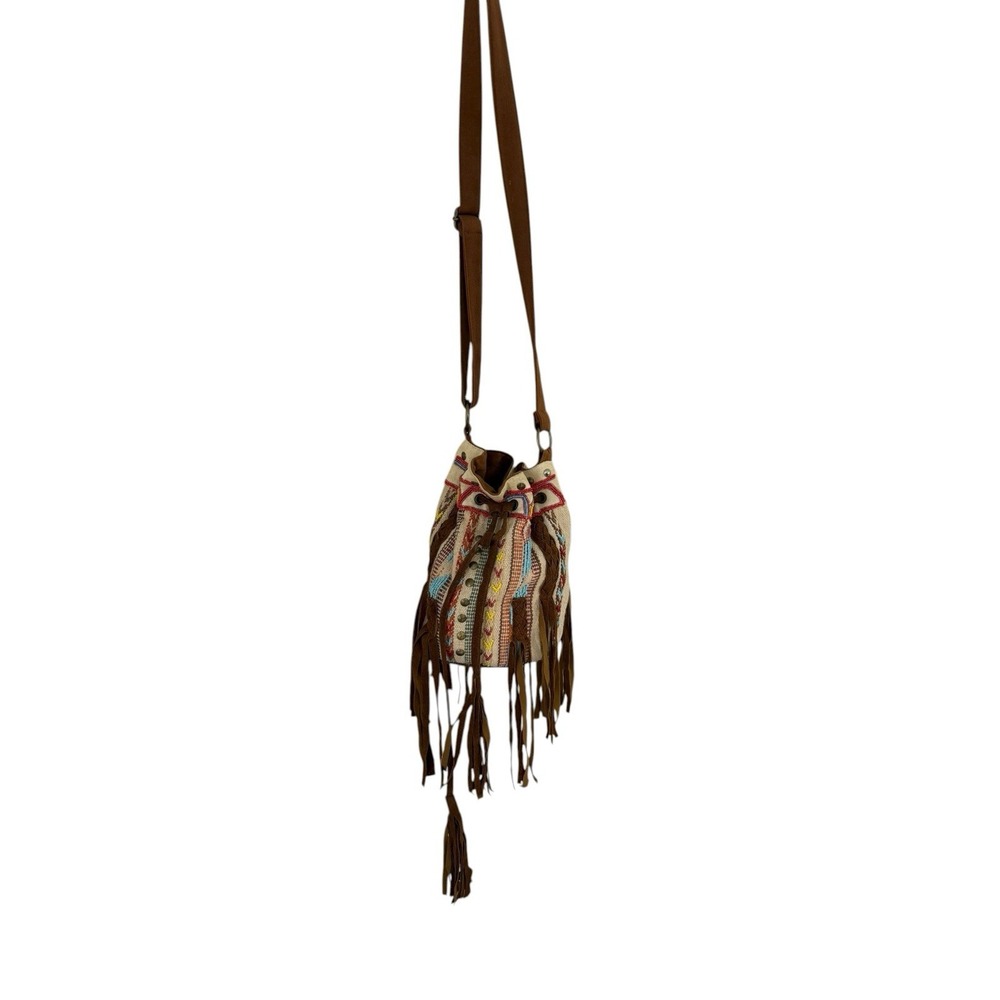 Urban Outfitters Crossbody Bucket Bag trendy Tassel Tribal Ecote beaded braid - Picture 6 of 7